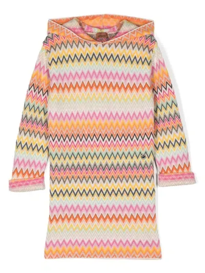 Missoni Kids' Chevron-knit Dress In Pink