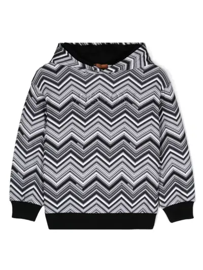 Missoni Kids' Chevron-print Hoodie In Black