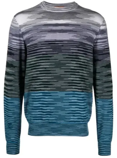 Missoni Striped Wool Jumper In Blue