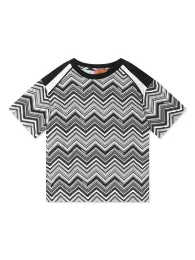 Missoni Kids' Geometric-print Cotton T-shirt In Black