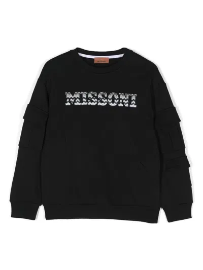 Missoni Kids' Logo-embroidered Swetashirt In Black