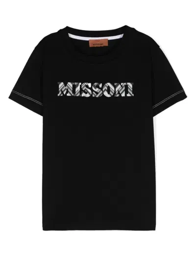 Missoni Kids' Logo-print T-shirt In Black