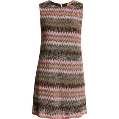 Missoni Metallic Zigzag Stripe Sleeveless Knit A-line Dress In S415l-multicolor Spa