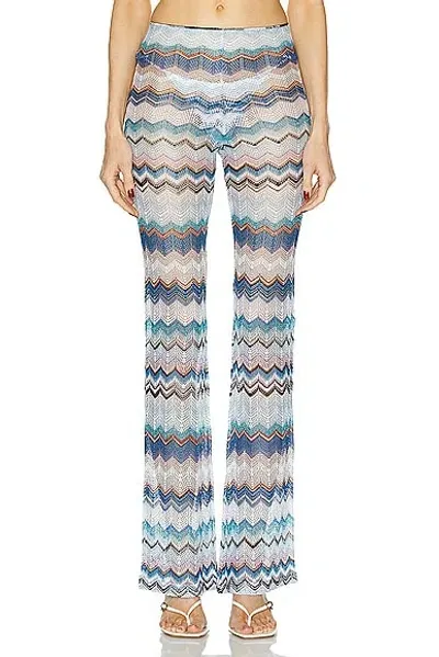 Missoni Micro Chevron Knit Trouser In Multicolor Blue Tones