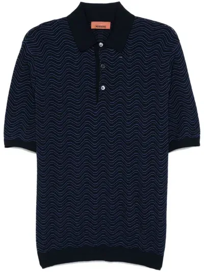 Missoni Polo Shirt With Wave Pattern In Black