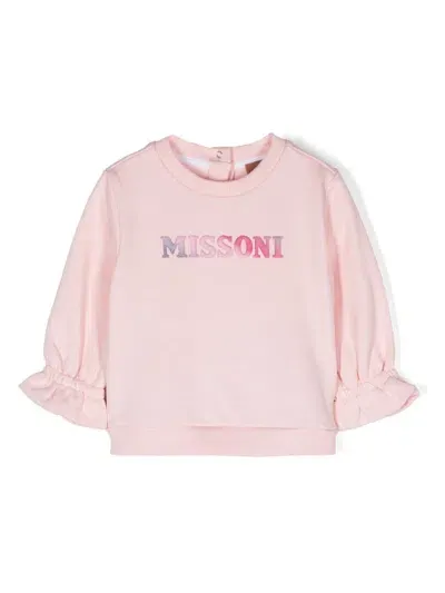 Missoni Babies' Raised-logo Sweatshirt In Pink