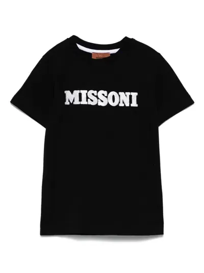 Missoni Kids' Sequin Logo T-shirt In Black