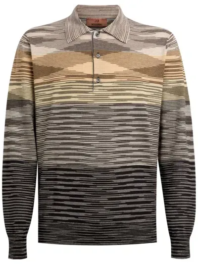 Missoni Slub Wool Polo Shirt In Multicolour