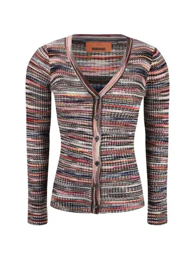 Missoni Striped Knit Cardigan In Multicolour