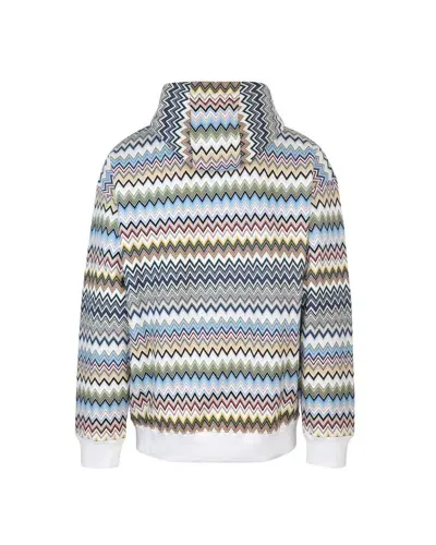 Missoni White Cotton Sweatshirt In White Base Green Beige