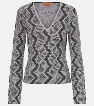 Missoni Zig Zag Metallic Knit Sweater In Multicolor