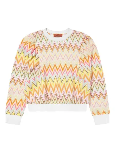 Missoni Kids' Zig Zag Pattern Sweater In Pink