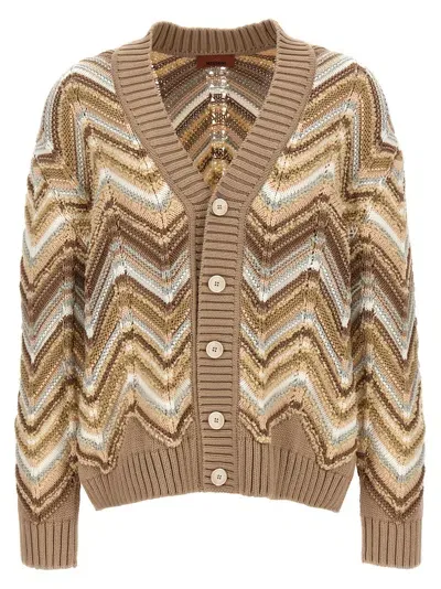 Missoni Striped Jacquard-knit Cardigan In Beige