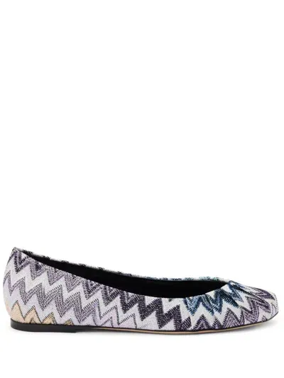 Missoni Zigzag-pattern Ballerinas In White