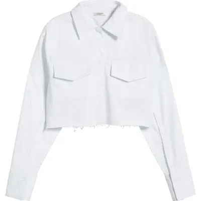 Mistress Rocks Crop Button-up Shirt In White