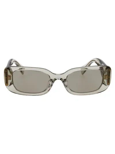 Miu Miu Rectangle-frame Tinted Sunglasses In Light Brown