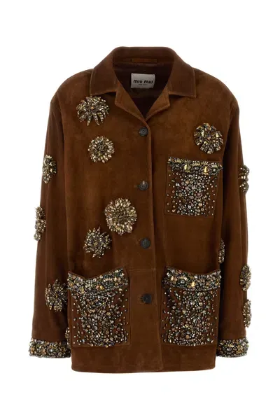 Miu Miu Jackets And Vests In Brown