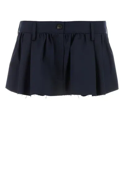 Miu Miu Midnight Blue Cotton Mini Skirt