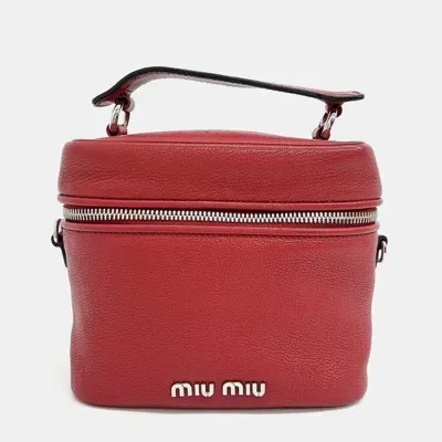 Pre-owned Miu Miu Madras Tote And Shoulder Bag In Red