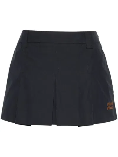 Miu Miu Pleated Mini Skirt In Bleu