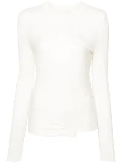 Mm6 Maison Margiela Asymmetric Virgin Wool Blend Jumper In White