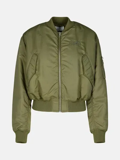 Mm6 Maison Margiela Bomber Jacket In Green Polyamide