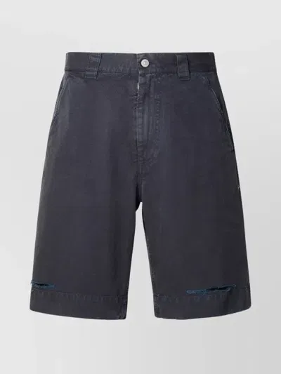 Mm6 Maison Margiela Navy Cotton Bermuda Shorts In Black