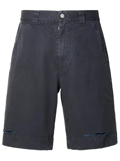 Mm6 Maison Margiela Distressed Bermuda Shorts In Navy