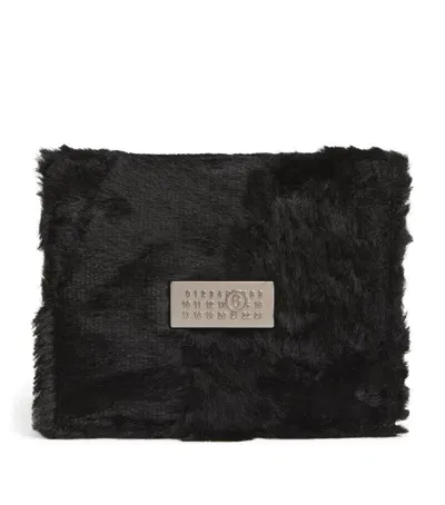 Mm6 Maison Margiela Faux Fur Numeric Bifold Wallet In Black