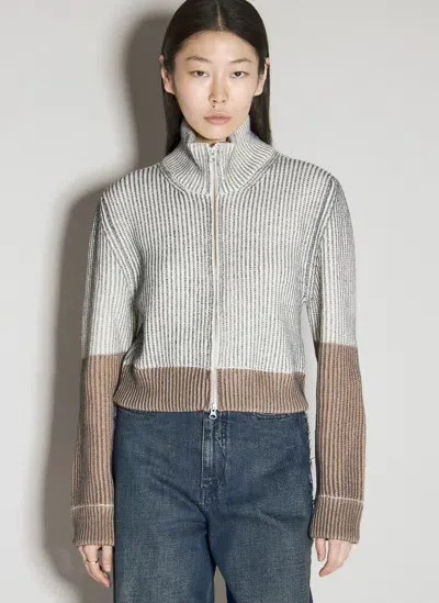 Mm6 Maison Margiela High Collar Zip Cardigan In Grey