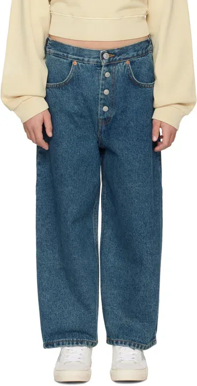 Mm6 Maison Margiela Kids Blue Four-pocket Jeans In M601