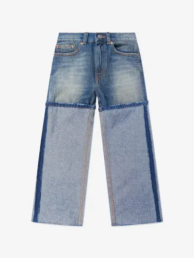 Mm6 Maison Margiela Kids Blue Paneled Jeans