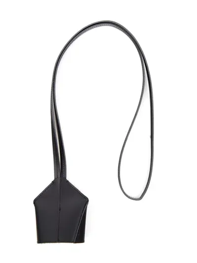 Mm6 Maison Margiela Leather Key Lanyard In Black