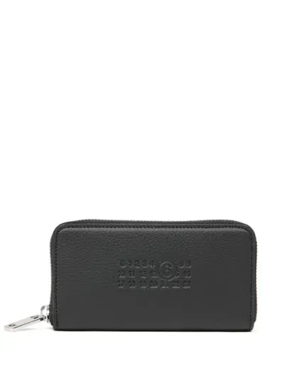 Mm6 Maison Margiela Logo-embossed Leather Wallet In Black