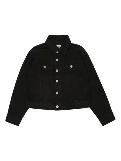 Mm6 Maison Margiela Embroidered Logo Cotton Denim Jacket In Black