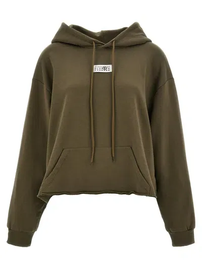 Mm6 Maison Margiela Logo Label Hoodie In Brown