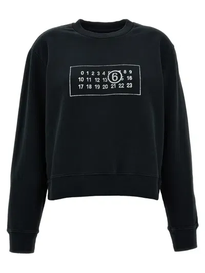 Mm6 Maison Margiela Logo Print Sweatshirt In Blue