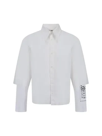 Mm6 Maison Margiela Number Printed Layered Shirt In White