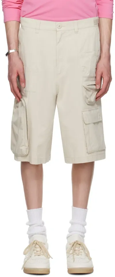 Mm6 Maison Margiela Off-white Pocket Shorts In 103 Chalk