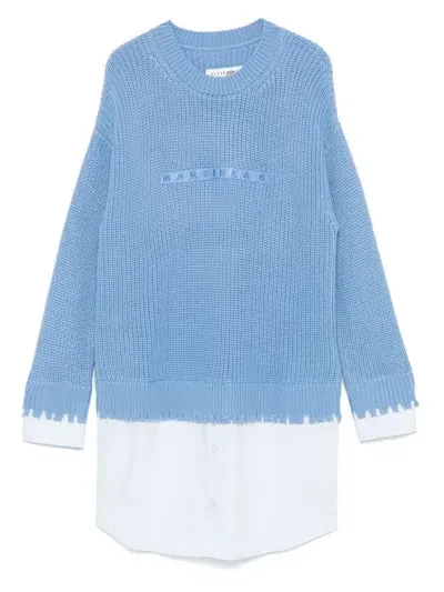 Mm6 Maison Margiela Kids' Panelled Sweater In Blue