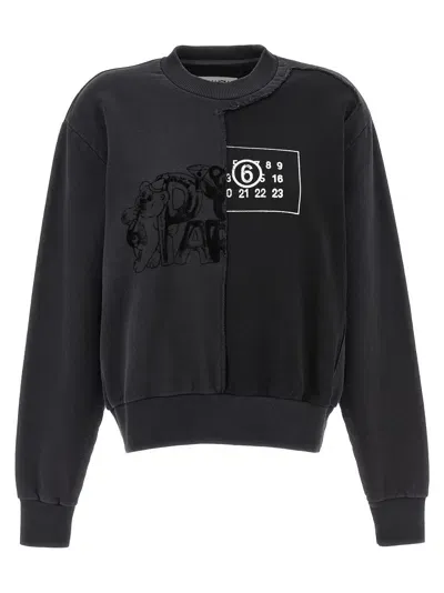 Mm6 Maison Margiela Patchwork Sweatshirt In Black