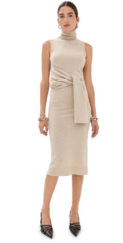 Mm6 Maison Margiela Sleeveless Knit Midi Dress Oat