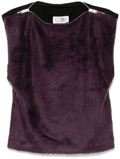 Mm6 Maison Margiela Zipper Detailing Vest In Purple