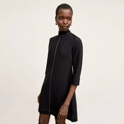 M.m.lafleur The Kinsley Dress - Everyday Crepe With Topstitch In Black