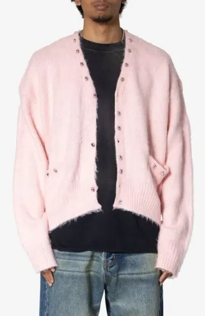 Mnml Faux Gem Accent Cardigan In Pink