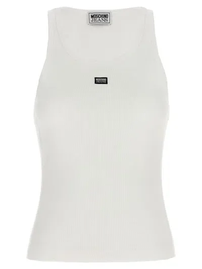 Mo5ch1no Jeans Tank Top Logo Label In White