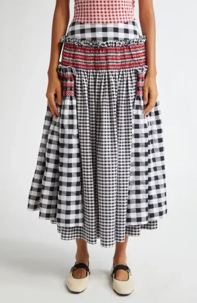 Molly Goddard Penny Gingham Check Skirt In Black