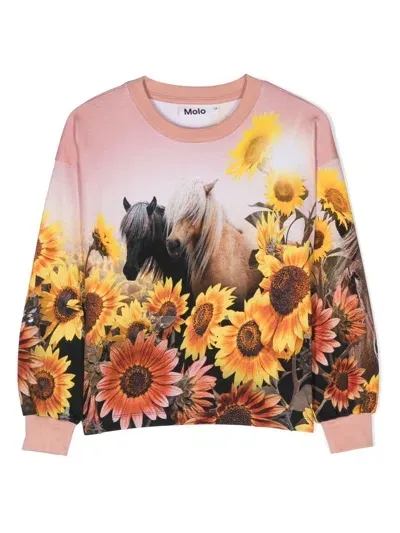 Molo Kids' Reniza Floral-print Sweatshirt In Pink