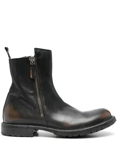 Moma Leather Boots In Black