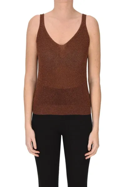 Momoní Lurex Knit Top In Brick Red